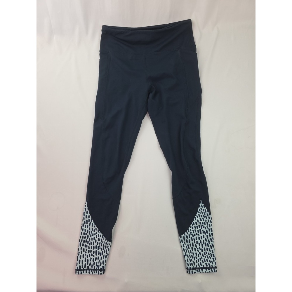 Senita Athletics Leggings Women's Large Ankle Workout Navy Blue